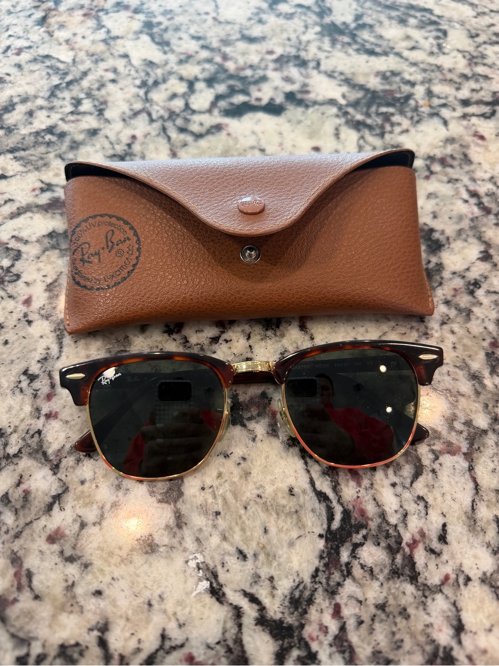Ray-Ban Clubmaster Sunglasses - Tortoiseshell Brown & Gold with Black Lenses